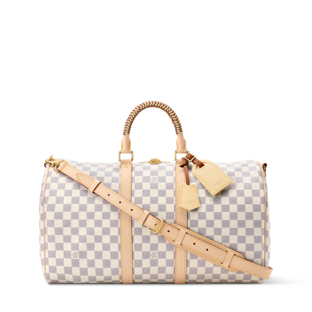 Louis Vuitton ホワイトロンパース Keepall Bandoulière 45 Damier Azur Canvas - Travel Bags and